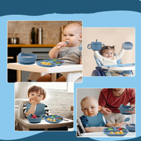 6 PCS Baby Meal Set Silicone Set Childrens Meal Training Set Cutlery