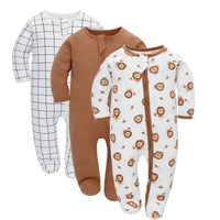 3pc two way Zipper Baby Romper Long Sleeves Cartoon overalls Newborn Baby Girls .